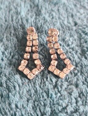Vintage Rhinestone Geometric Drop Earrings